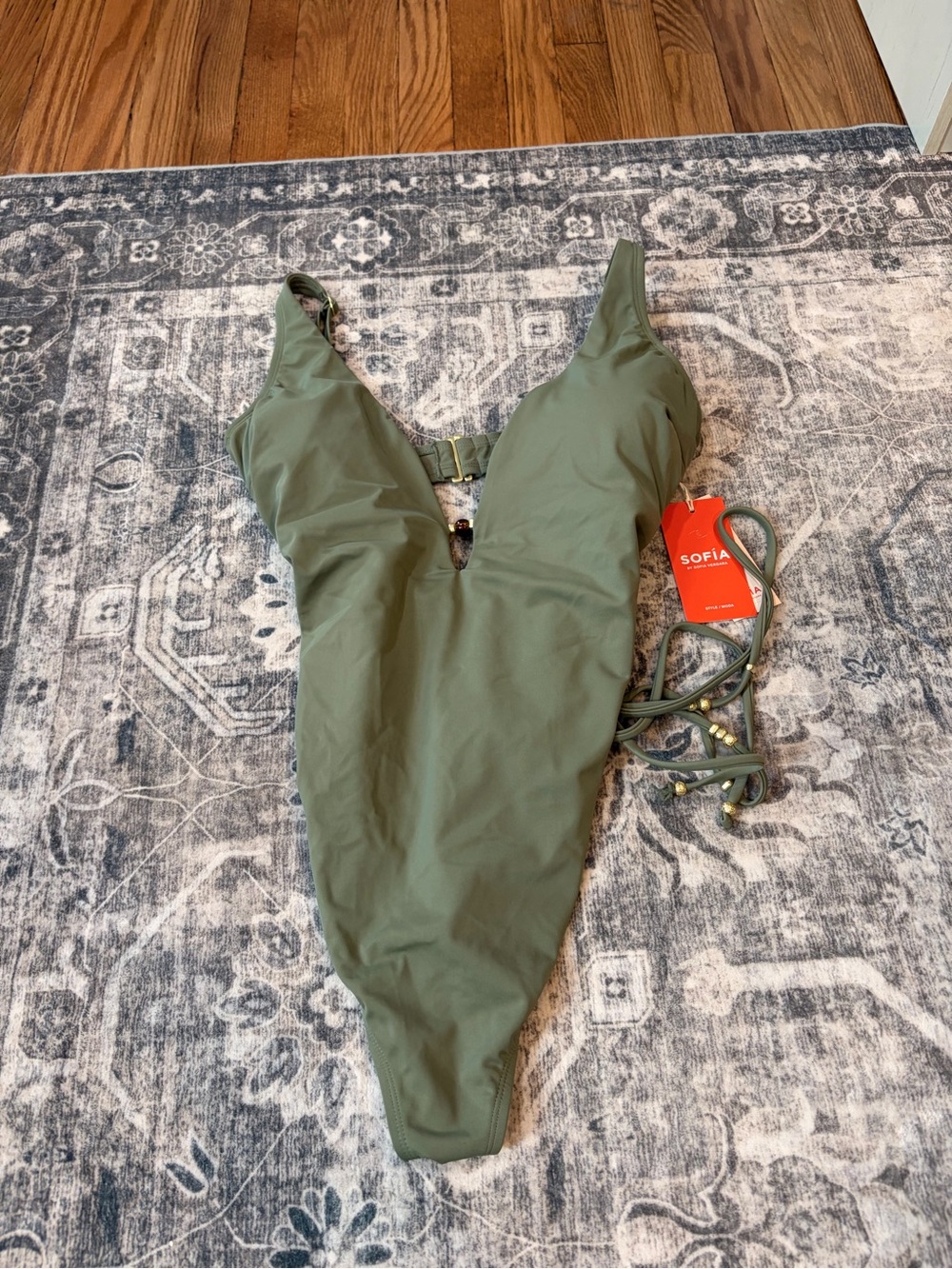 sofia by sofia vergara Olive One-Piece Swimsuit with plunge-Neck